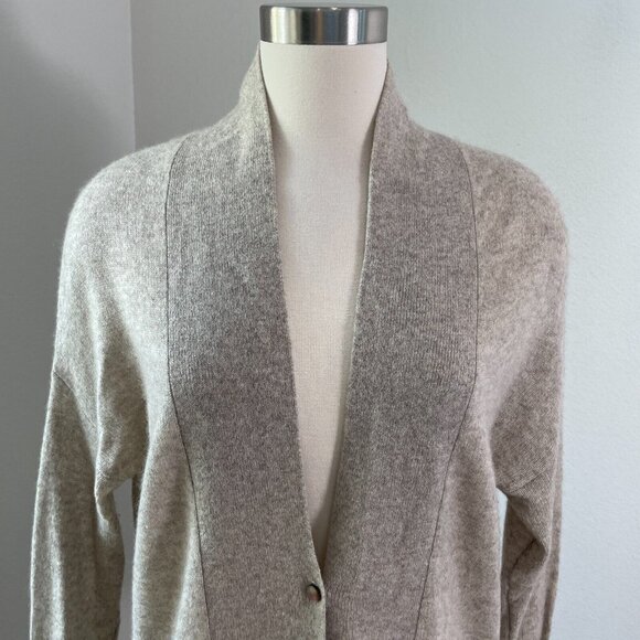 White + Warren Womens Medium Tan Button Up 100% Cashmere Cardigan Sweater - Picture 2 of 11